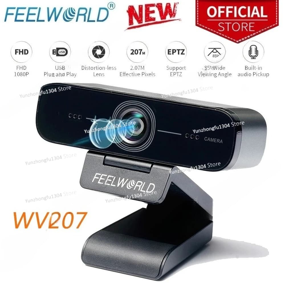 FEELWORLD WV207 Webcam in streaming USB1080P Full HD con microfono per computer portatile desktop Riunioni Streaming Web Camera USB