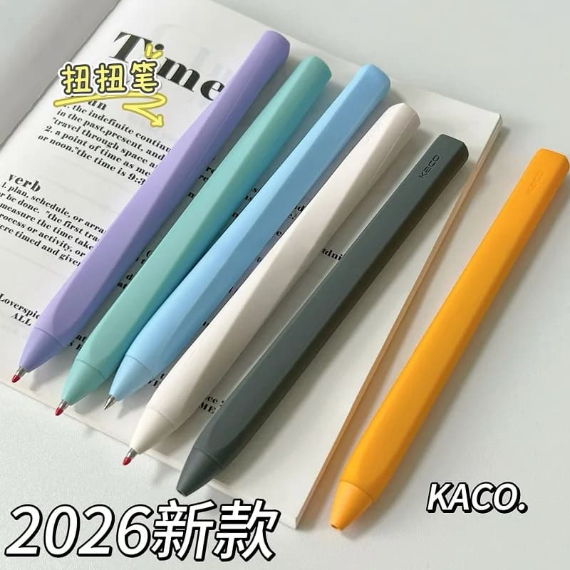 KACO Twist Action Penna Gel Impugnatura in Silicone Morbido, Penna per Scrittura Liscia Ad Asciugatura Rapida Nera da 0,5 mm per Studenti Esame Forniture di Cancelleria