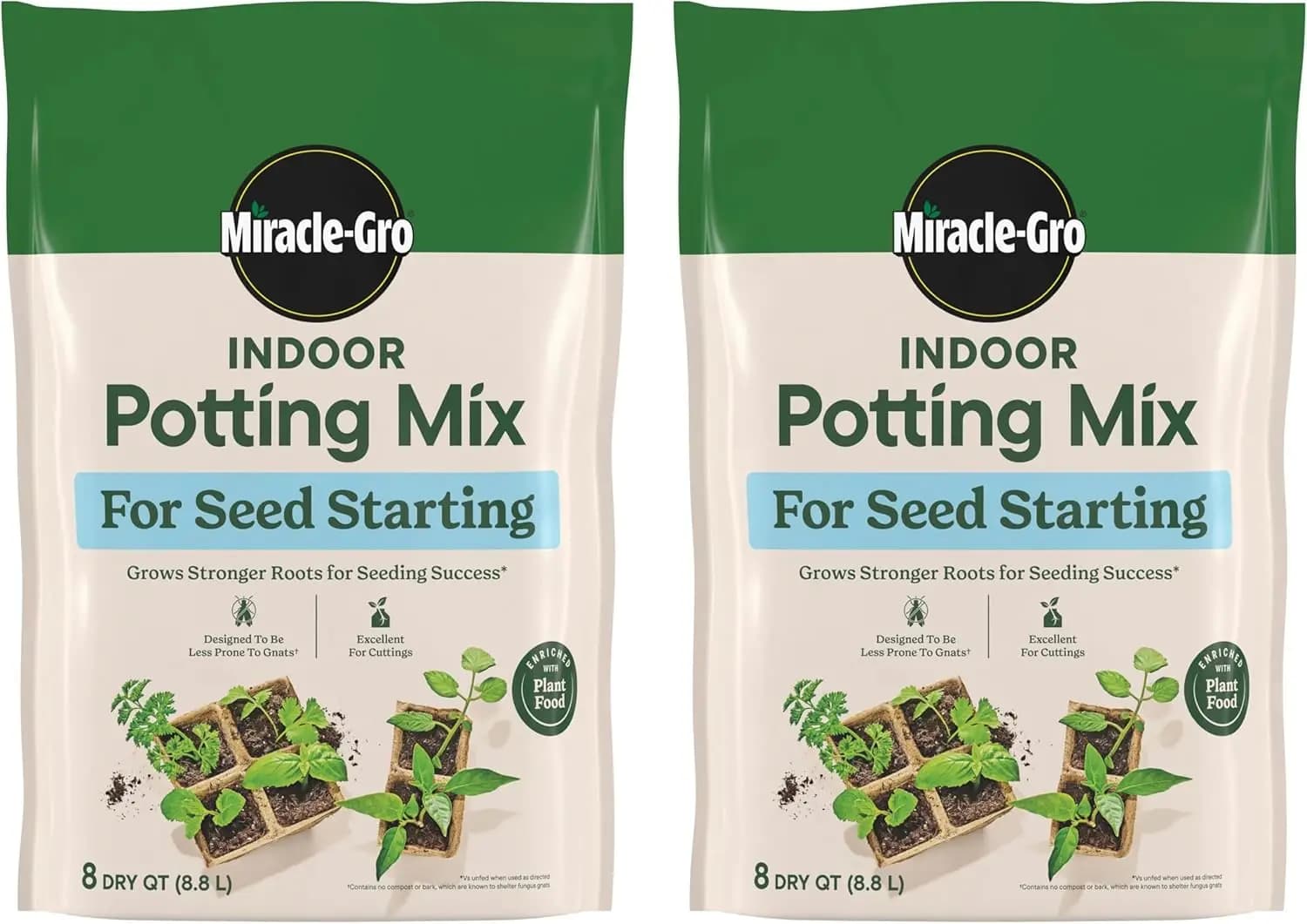 Indoor Potting Mix for Seed Starting, For Starting Vegetable, Flower, and Herb Seeds Indoors, Excellent for Cuttings, 8 qt. (2-P