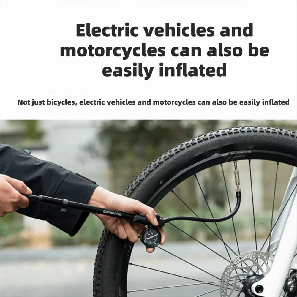 Portable Bike Pump 360 degree rotating connection T shape handle Bicycle Air Pump Lightweight Mechanical pressure display