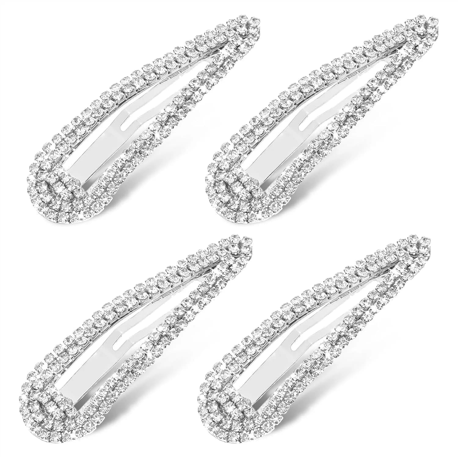 4 fermagli per capelli con strass, fermagli a scatto per donna, forcine per capelli in cristallo, accessori per capelli scintillanti