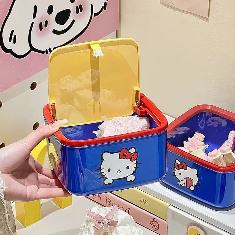 Scatola portaoggetti da scrivania Sanrio Hello Kitty, grazioso cestino alla moda, regalo semplice per amici, bell'aspetto, lusso discreto, molto venduto.