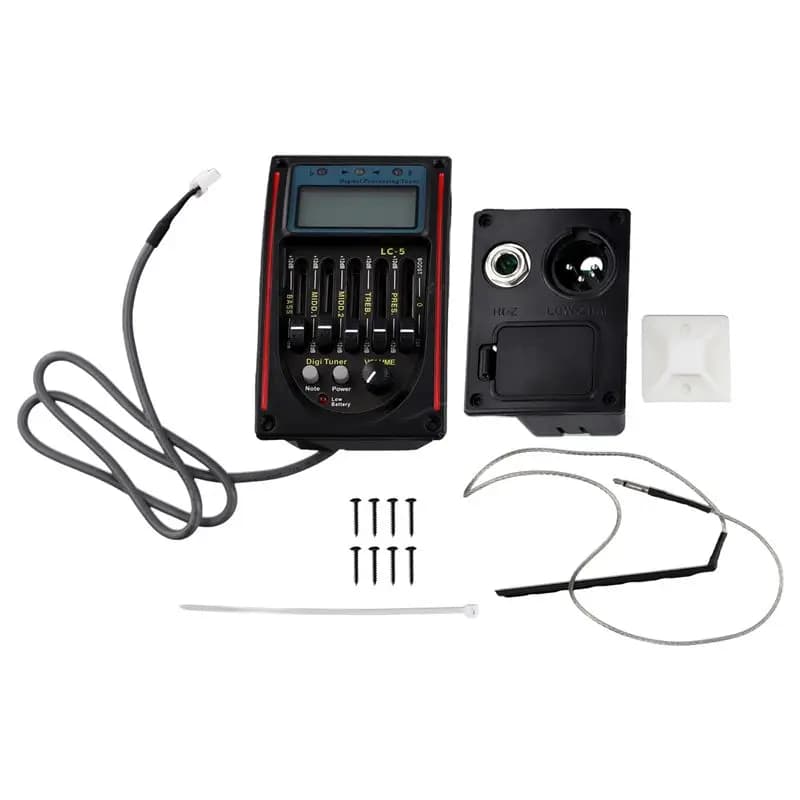 ABLB-LC-5 5 Bands Guitar Pickup EQ Equalizer Acoustic Guitar Preamp EQ Equalizer Tuner Piezo Pick-Up