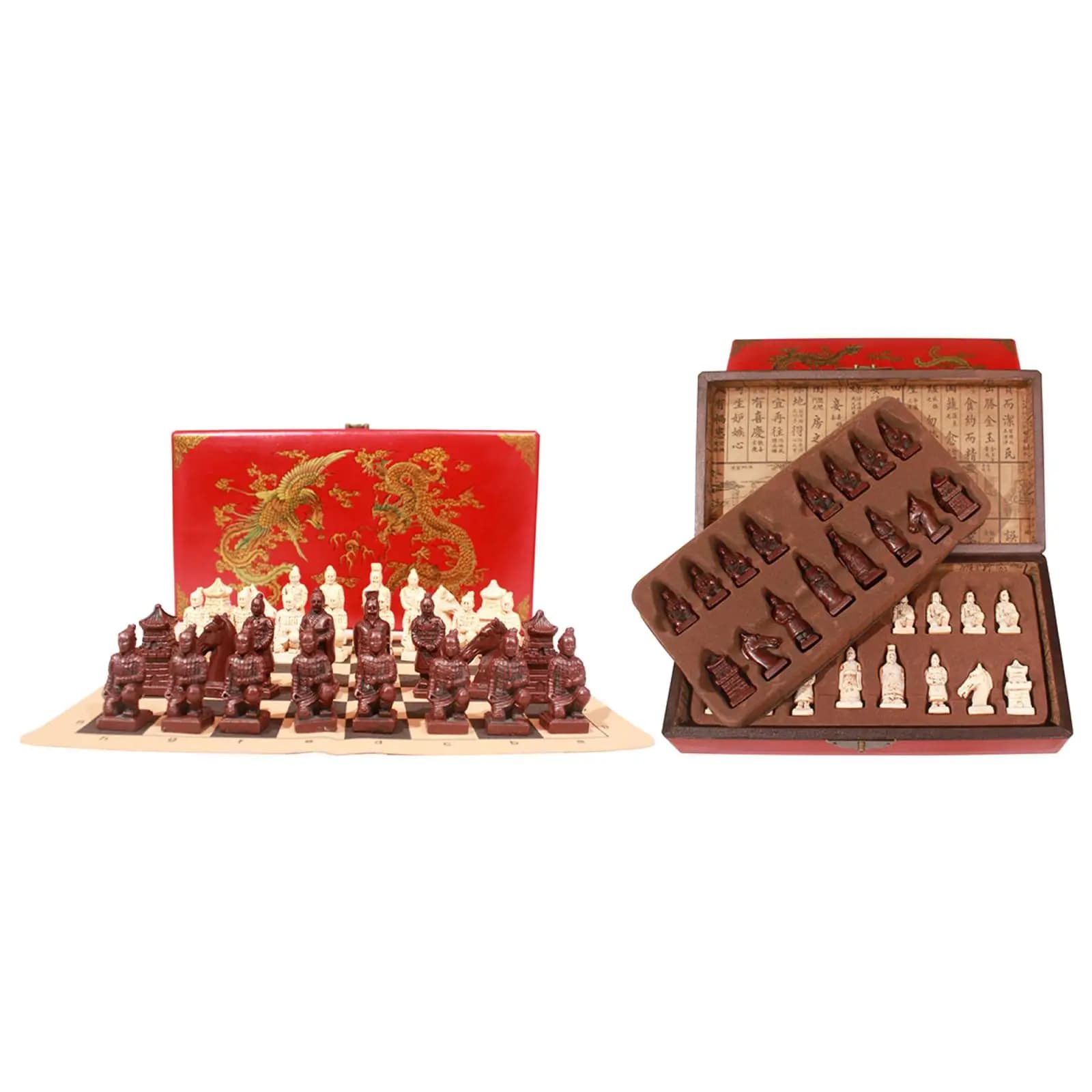 Set di scacchi internazionale con caratteri cinesi Pezzi deluxe portatili realizzati a mano per il gioco Goditi il tempo libero per adulti