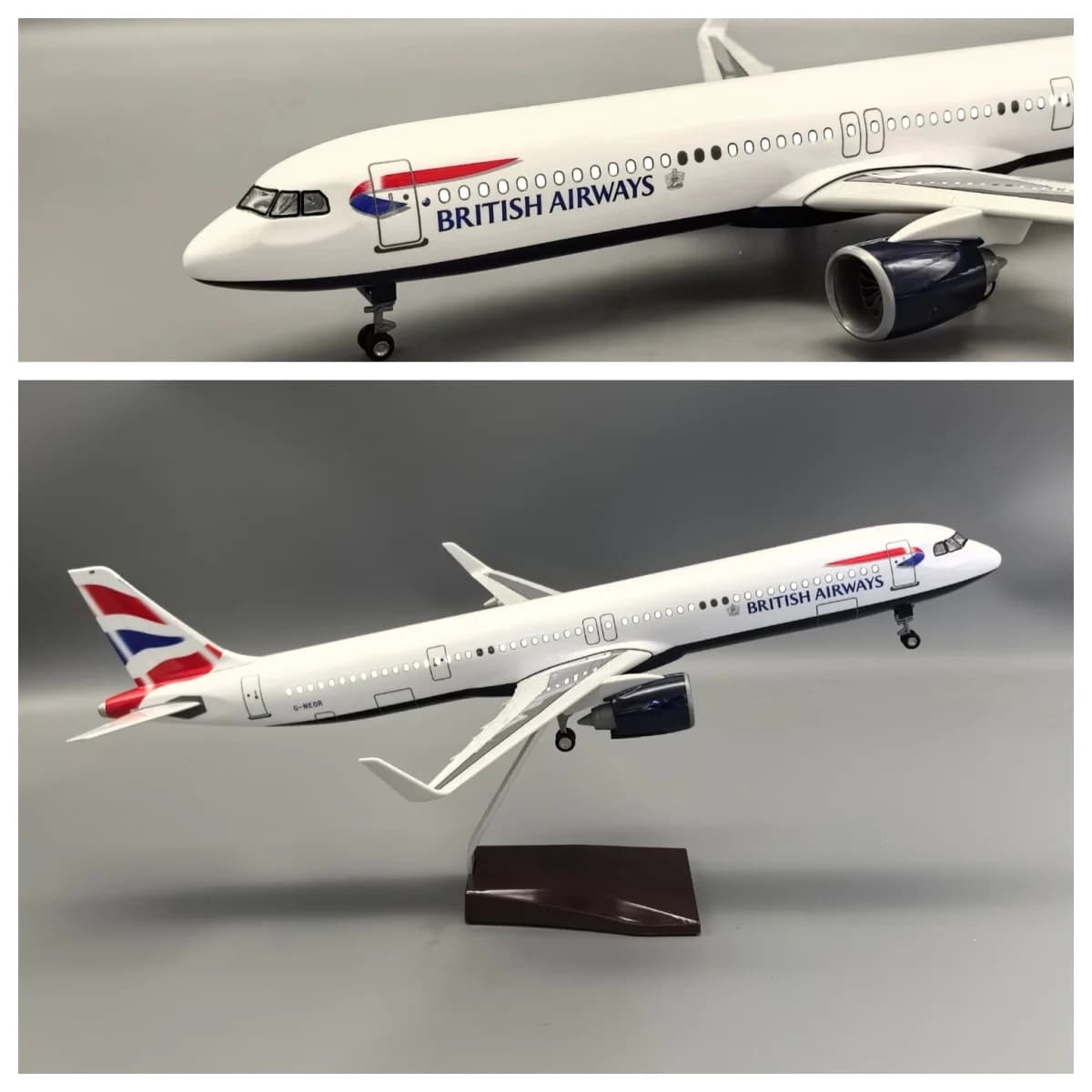 44cm Britain A321neo Airplane Model Toy Kit Diecast Resin collectible aircraft with Stand And wheel for Collections and Displays