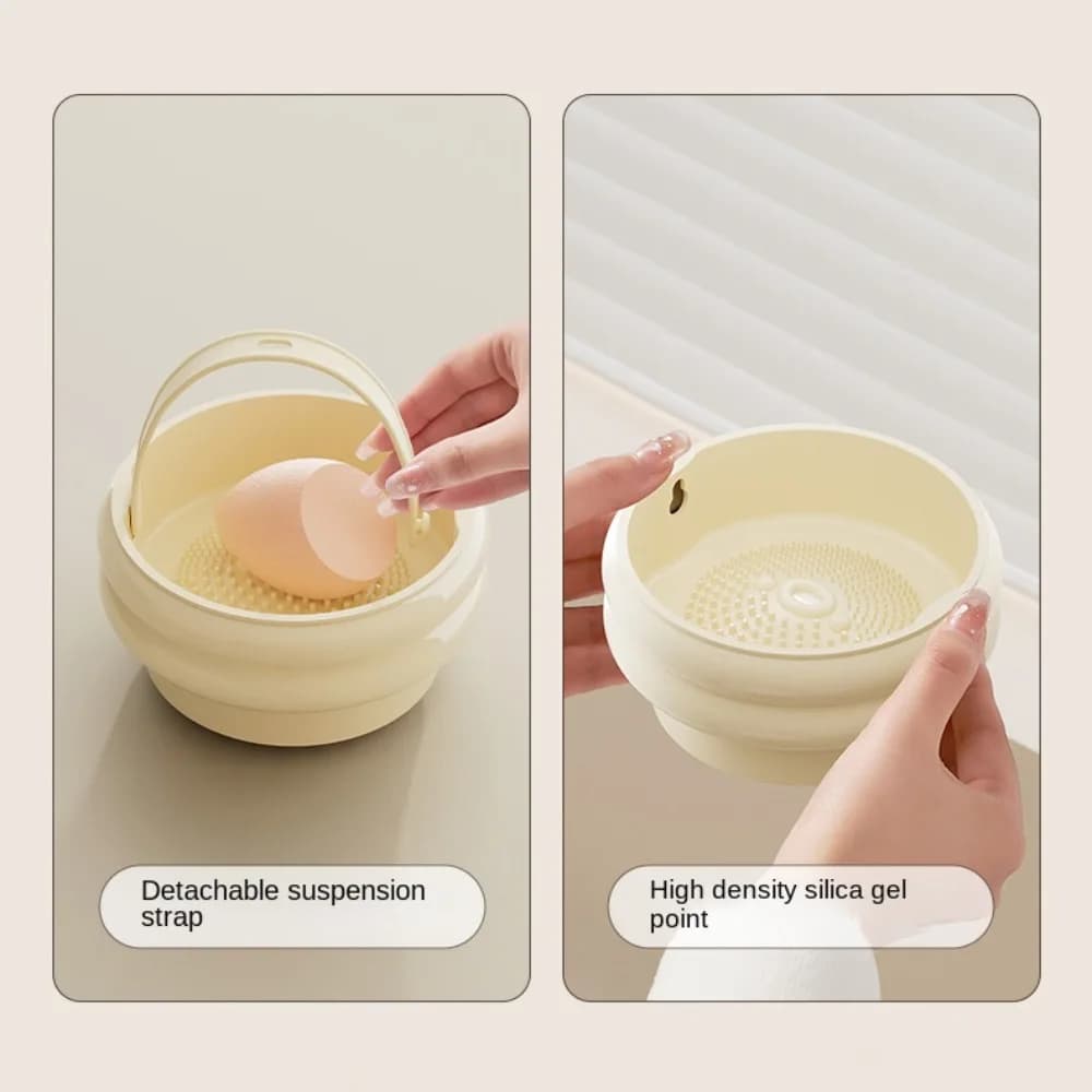 Nuova scatola portaoggetti per pennelli per trucco in PP 2 in 1 ciotola per detergente per pennelli cosmetici appendibile supporto per asciugatura antipolvere strumenti per trucco