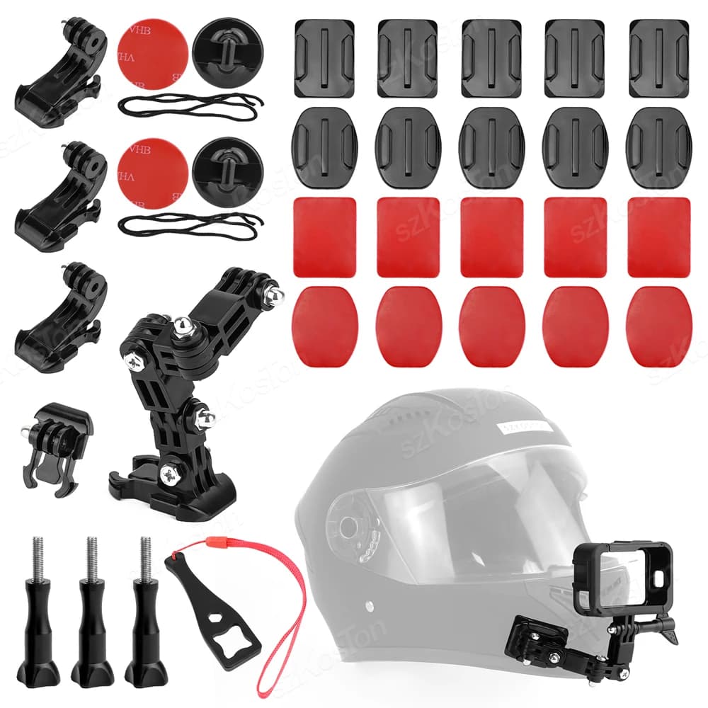 Kit di montaggio per casco moto per GoPro Hero 13 12 11 10 9 8 7 Nero DJI Osmo Action 5 4 3 Insta360 Ace Pro con basi di montaggio