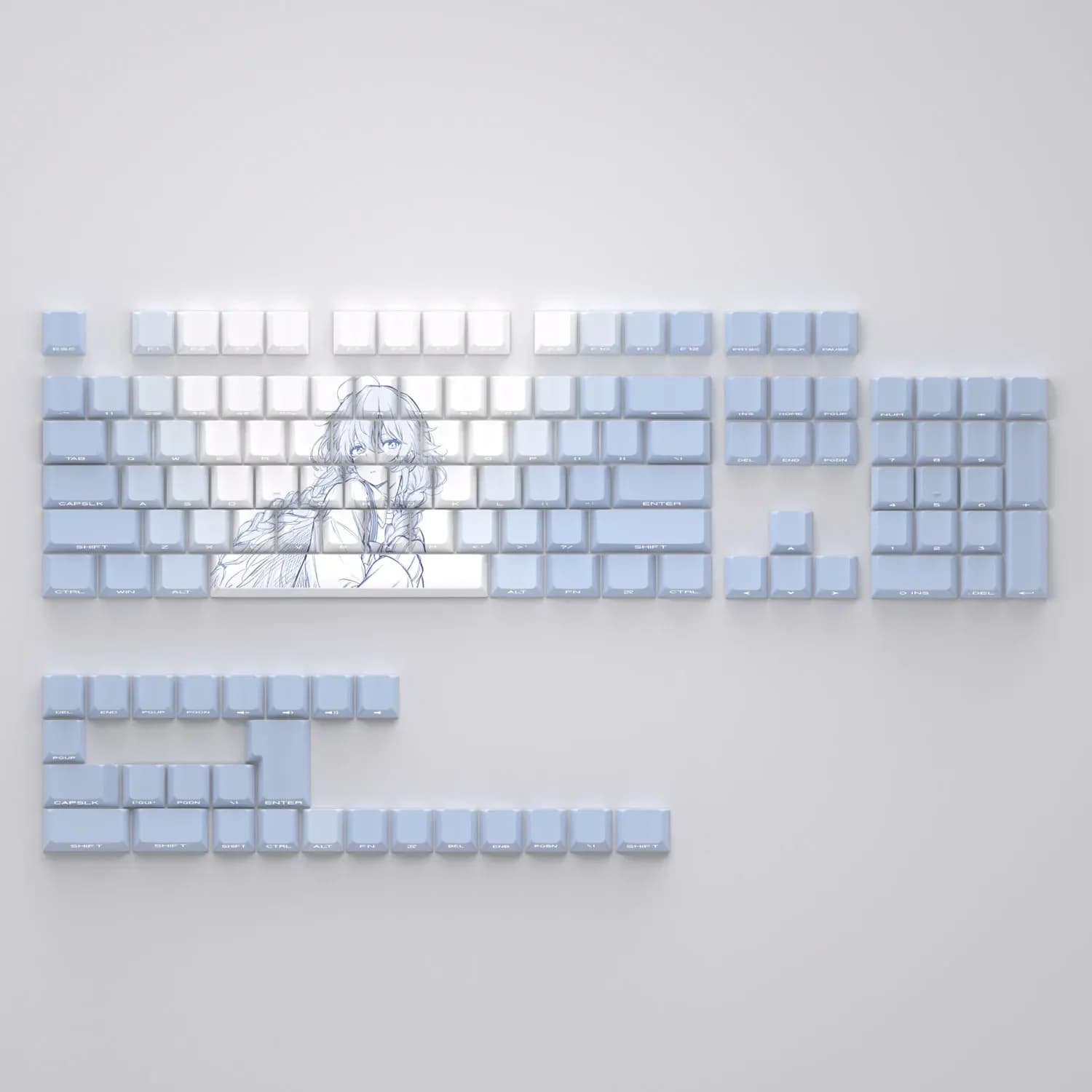 73/130 Keys Roxy Keycaps Side Print PBT Dye Sub Cherry Blue Anime Backlight Shine Through for Mechanical Keyboard GK61 Anne Pro