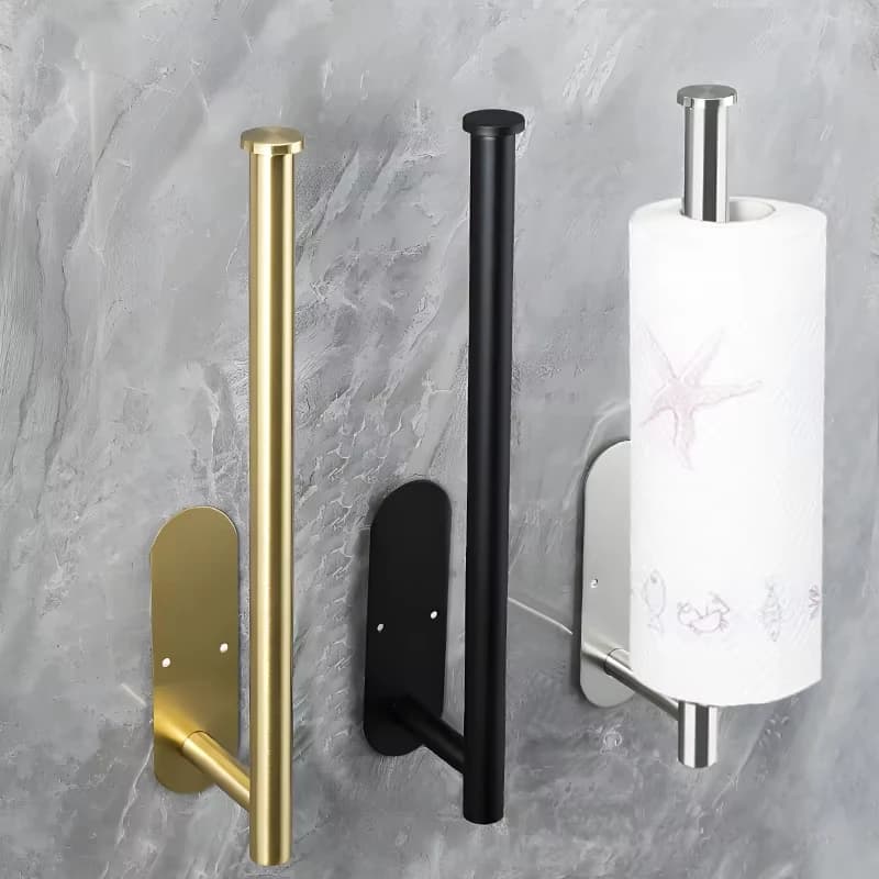 Stainless Steel Paper Towel Holder for Bathroom Kitchen Self Adhesive Toilet Storage RackNo Punch Wall Mount Tissue Towel Roll