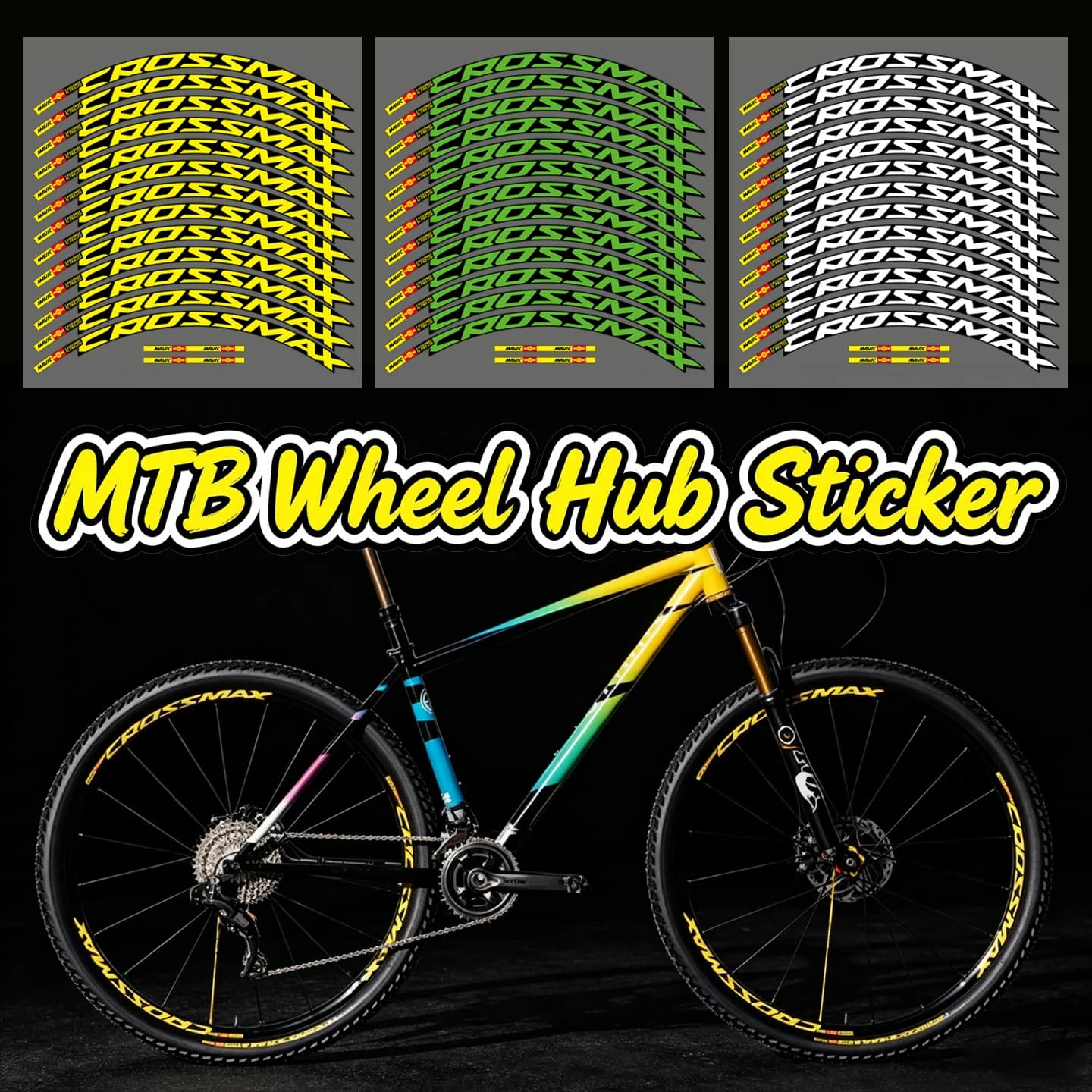 MAVIC CROSSMAX SL PRO MTB Wheel Set Sticker Mountain Bike Bicycle Wheels Hub Rim Vinyl Reflective Waterproof Accessories Decals