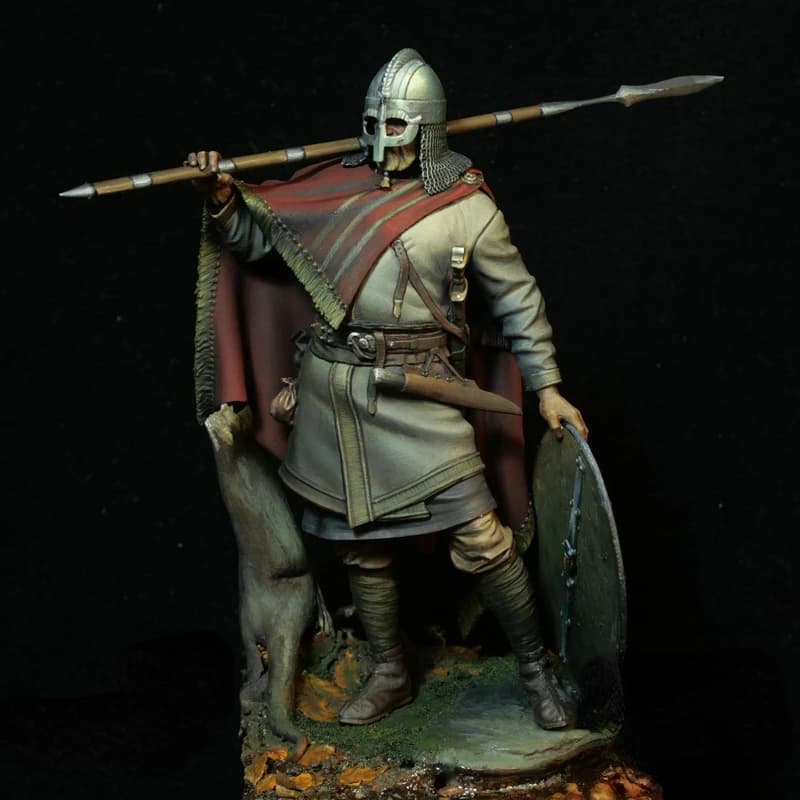 1/24 Figura in resina assemblato Kit modello storico in miniatura Anglosakson Guerriero Diorama Giocattolo smontato non verniciato Spedizione gratuita