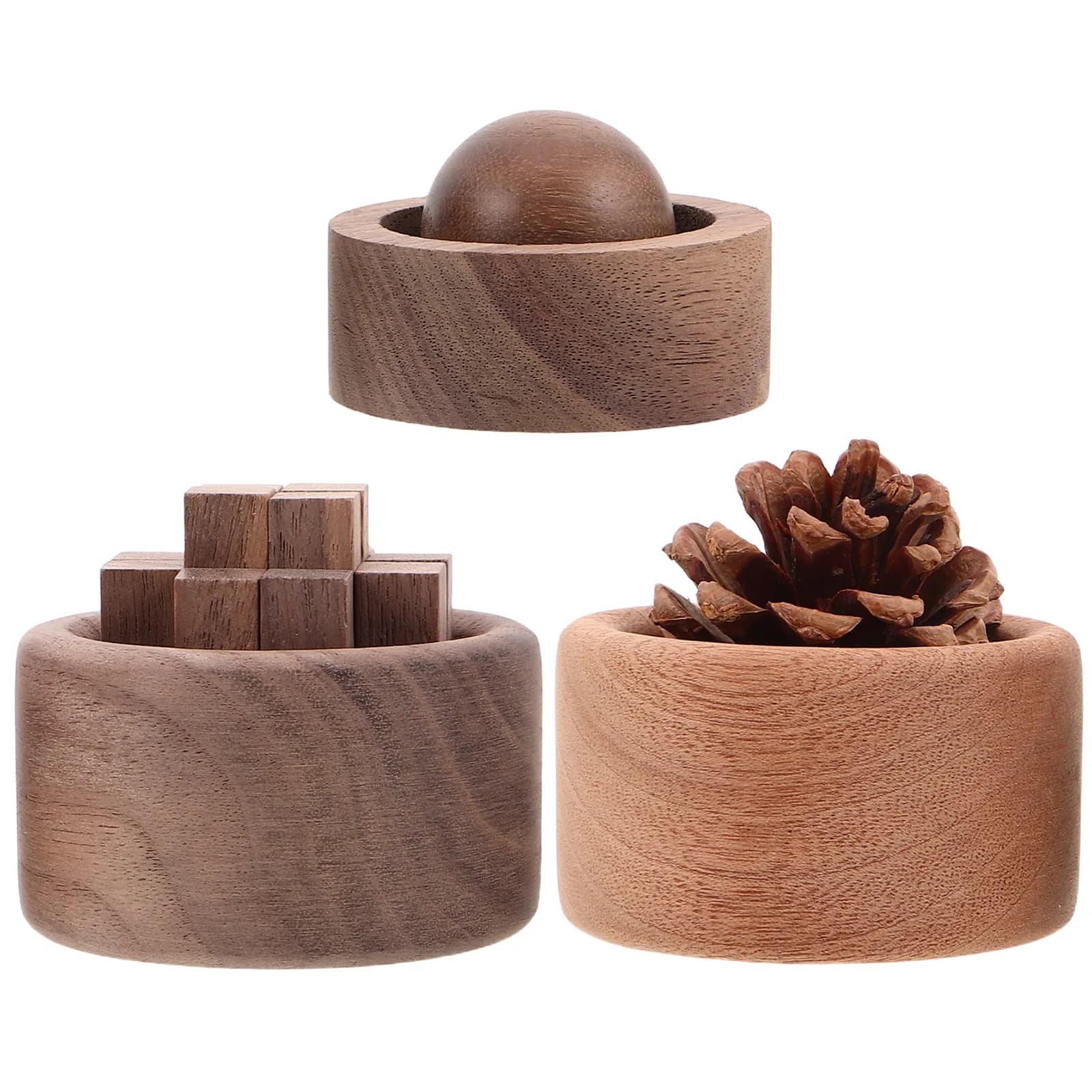 3Pcs Wood Essential Oil Diffuser Set Compact Waterless Fragrance Diffuser Portable Mini Scent Spreader for Living Room Bathroom