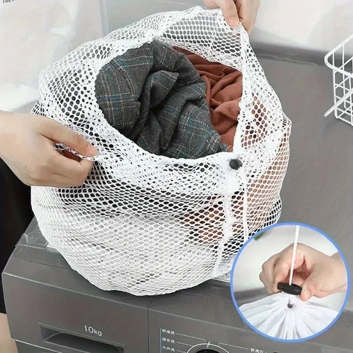 1 bag to wash linen on the net: washable in washing machine with coulisse, reusable and suitable for trips for shirts, socks and underwear