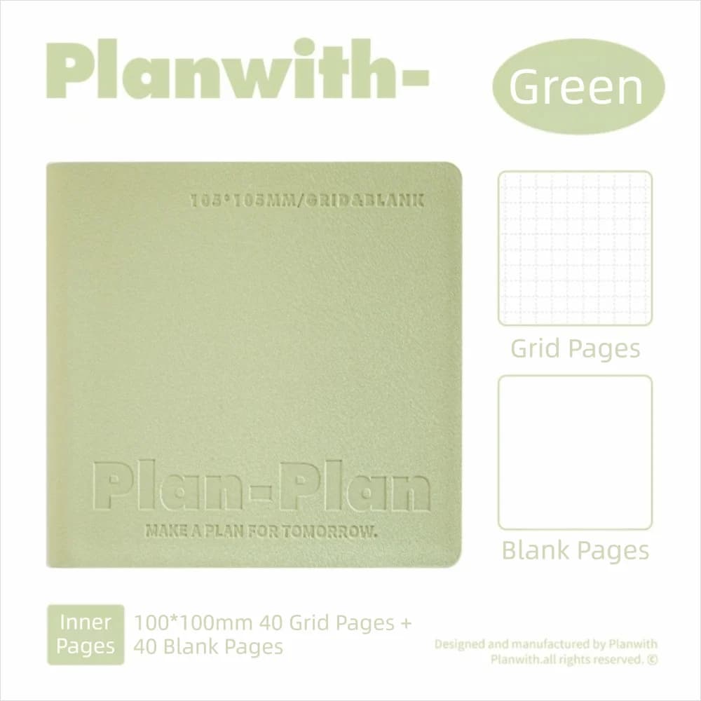 Square Daily Planner Notebook Self-Discipline Plan with Note-Taking Notebook PU Cover Time Management Journal Notebook