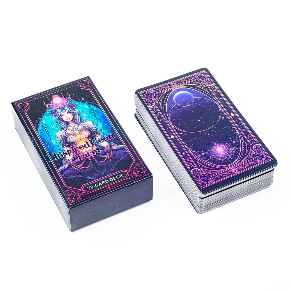 Mazzo di tarocchi ispirati al neon, 78 carte, edizione Visions Divination in inglese, 10,3x6 cm, per giocare e divinare