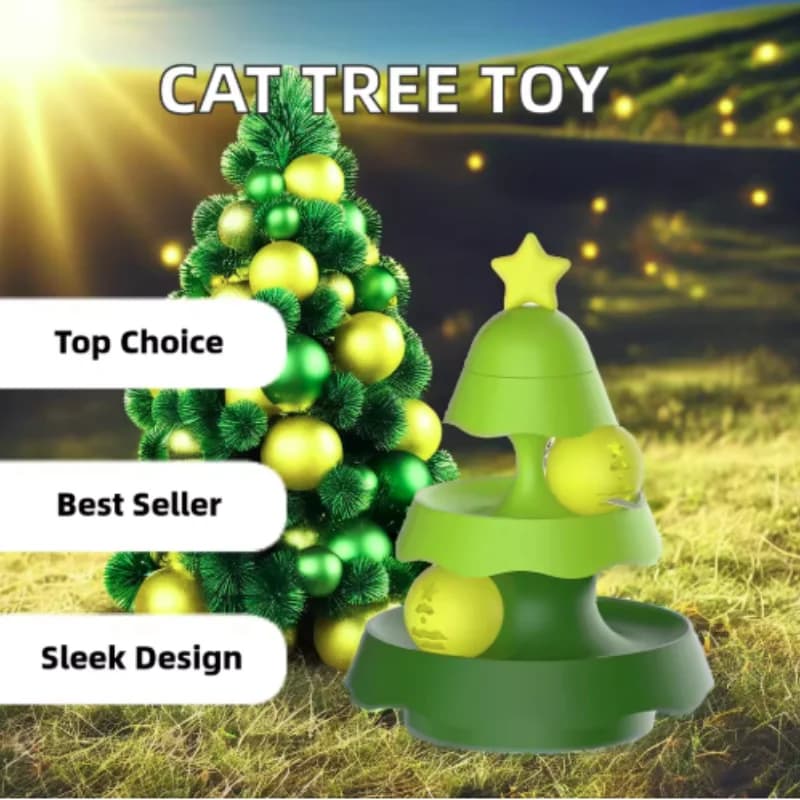 Pista multifunzionale giocattolo per gatti con albero di Natale luminoso con palla interattiva sonora rilassante per gatti