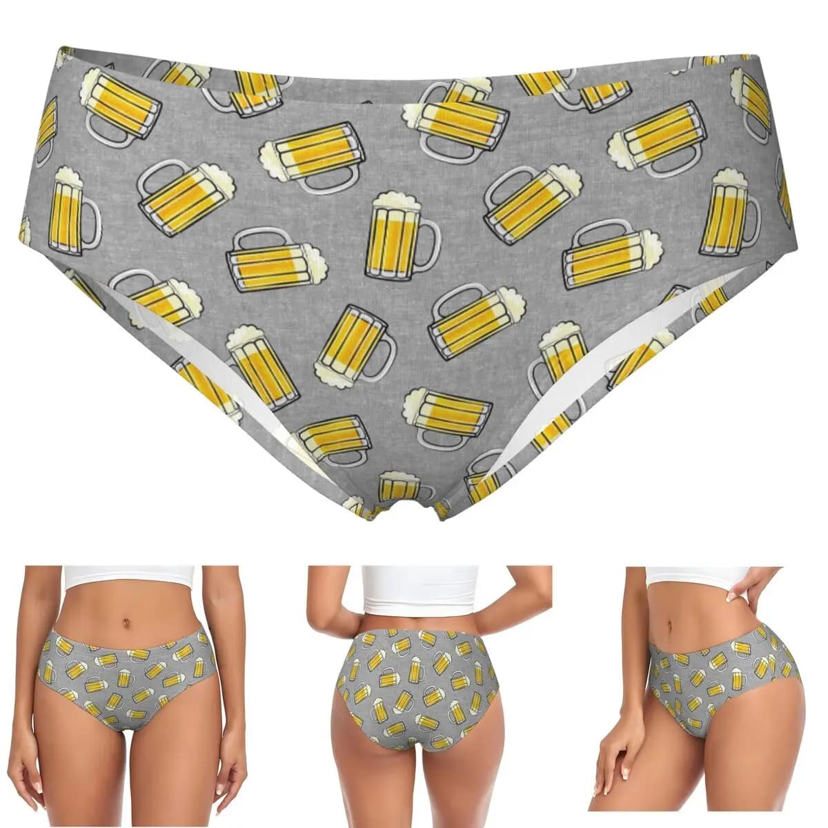 Boccale di birra personalizzato - Slip per mutandine grigie Slip comfort da donna Intimo Mutande femminili traspiranti