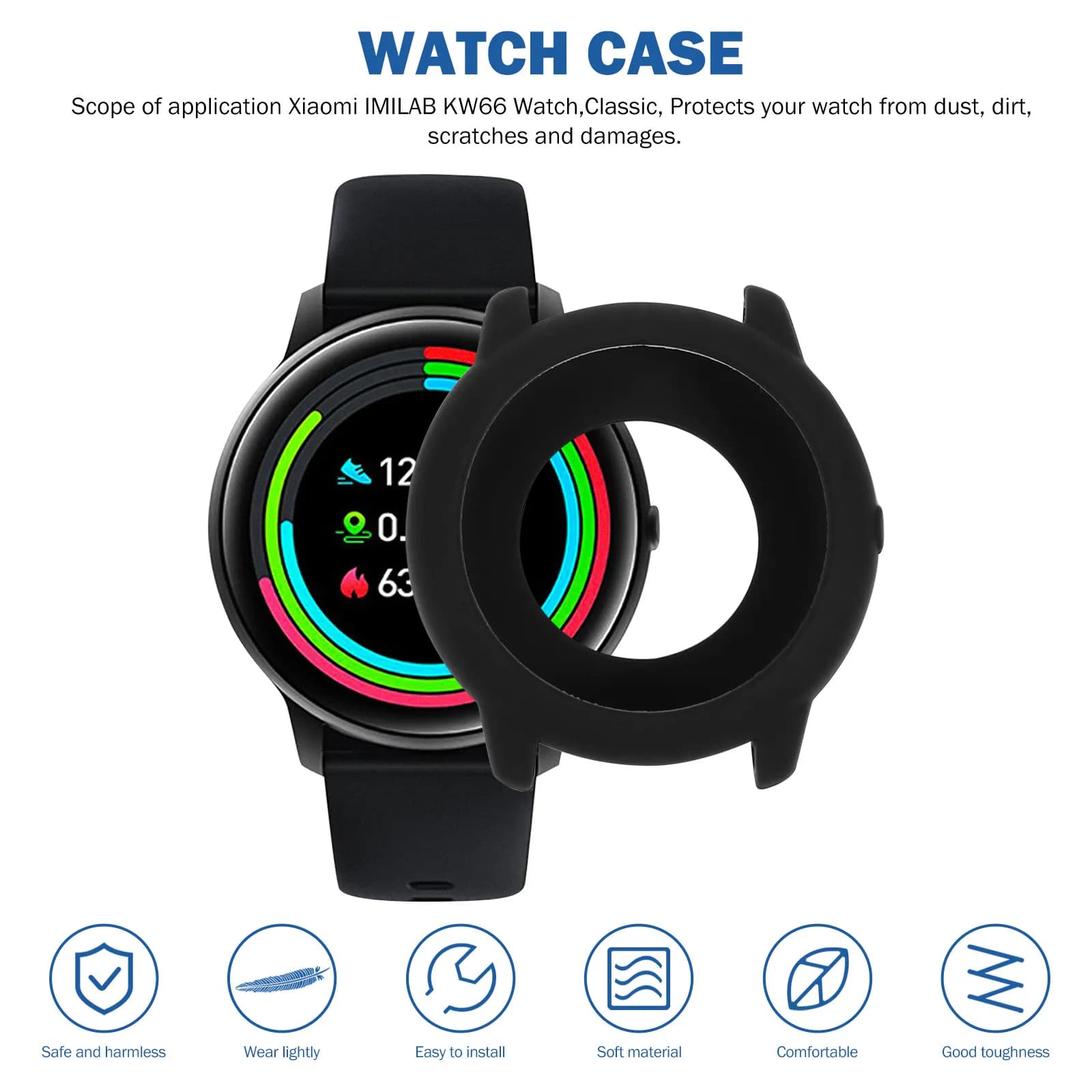 Custodia Protettiva in Silicone per Smartwatch, Resistente, Anti-Caduta, Anti-Collisione, Compatibile