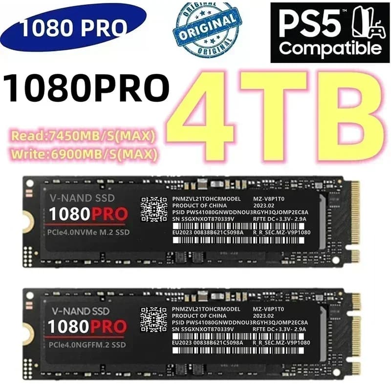 1080PRO M.2 NVMe SSD 2TB PCIe 4.0 High Speed Internal Storage For PS5 Pro Laptop Desktop PC Gaming Upgrade