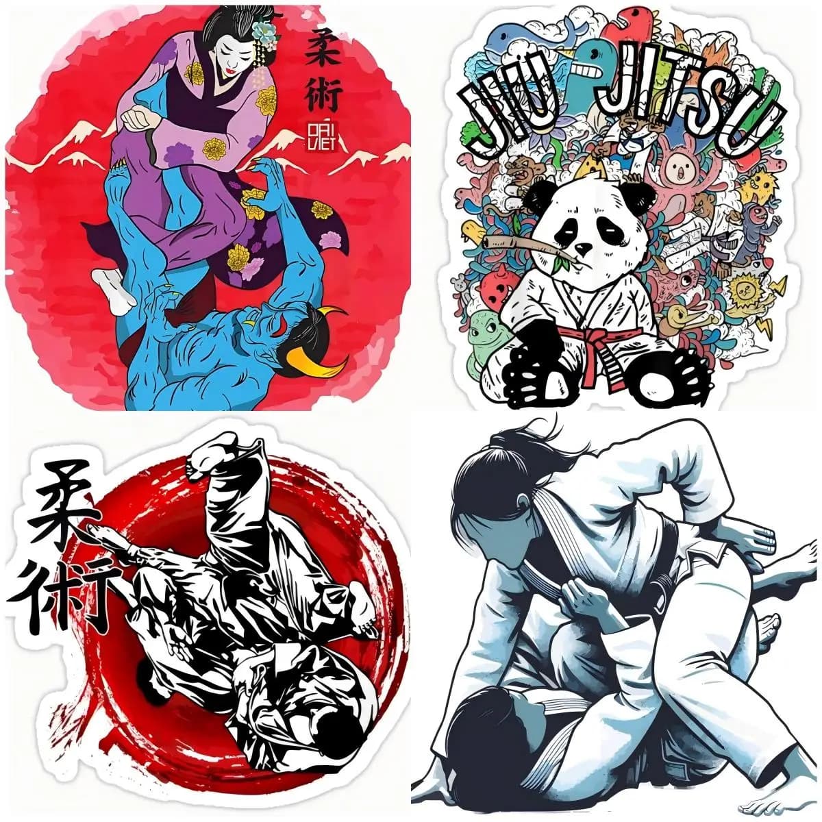 Jiu-Jitsu Grappling Stickers Funny Gift Defence Wipes for Laptop,truck,water Bottles and Cars