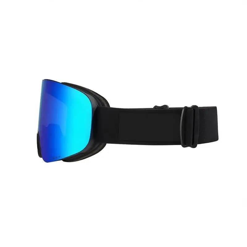 Frameless Ski Goggles 200mm For Skiing Skating Snowboarding, Magnet Cylindrical Lens Dark Blue Revo Coating, TPU Frame Ventilation Structure, Anti Fog OTG Design, Reduce Fogging During Cold Weather Activities