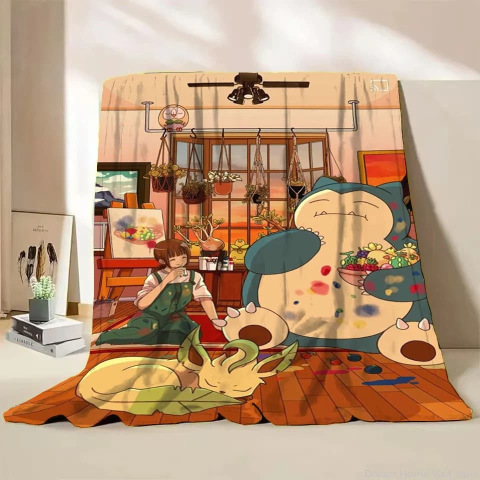 Coperta in Flanella Morbida e Soffice con Motivo Snorlax Pokemon per Casa, Camera da Letto, Divano, Ufficio, Coperta per Bambini e Adulti, Regalo Carino