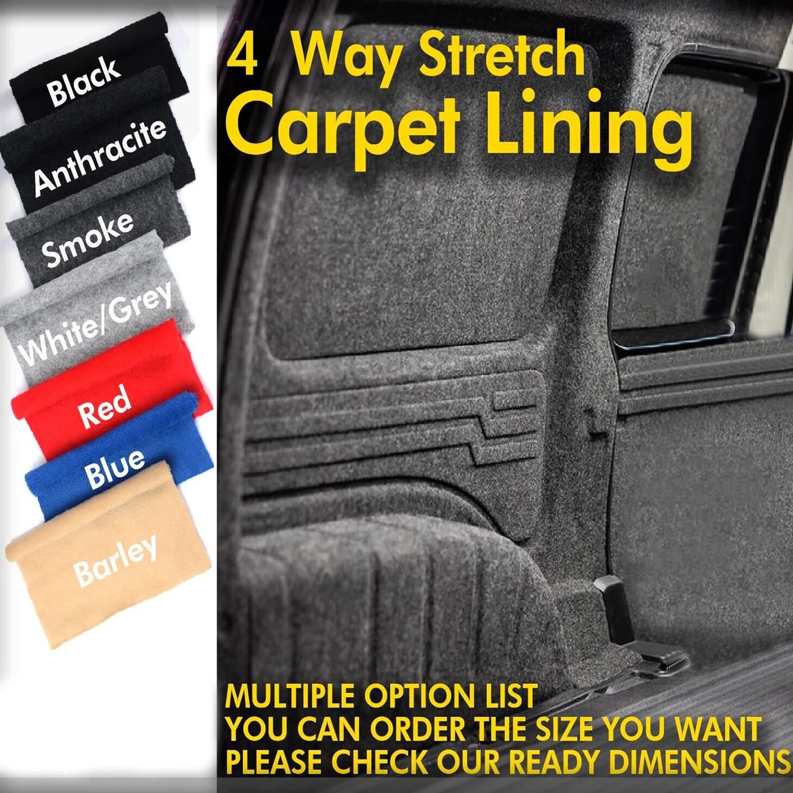 1x2m Camper Caravan Van Lining Carpet 4 Way Stretch For VW T6 5 Transporter Caddy Transit Trimfix RV Camper Trim Car Accessories