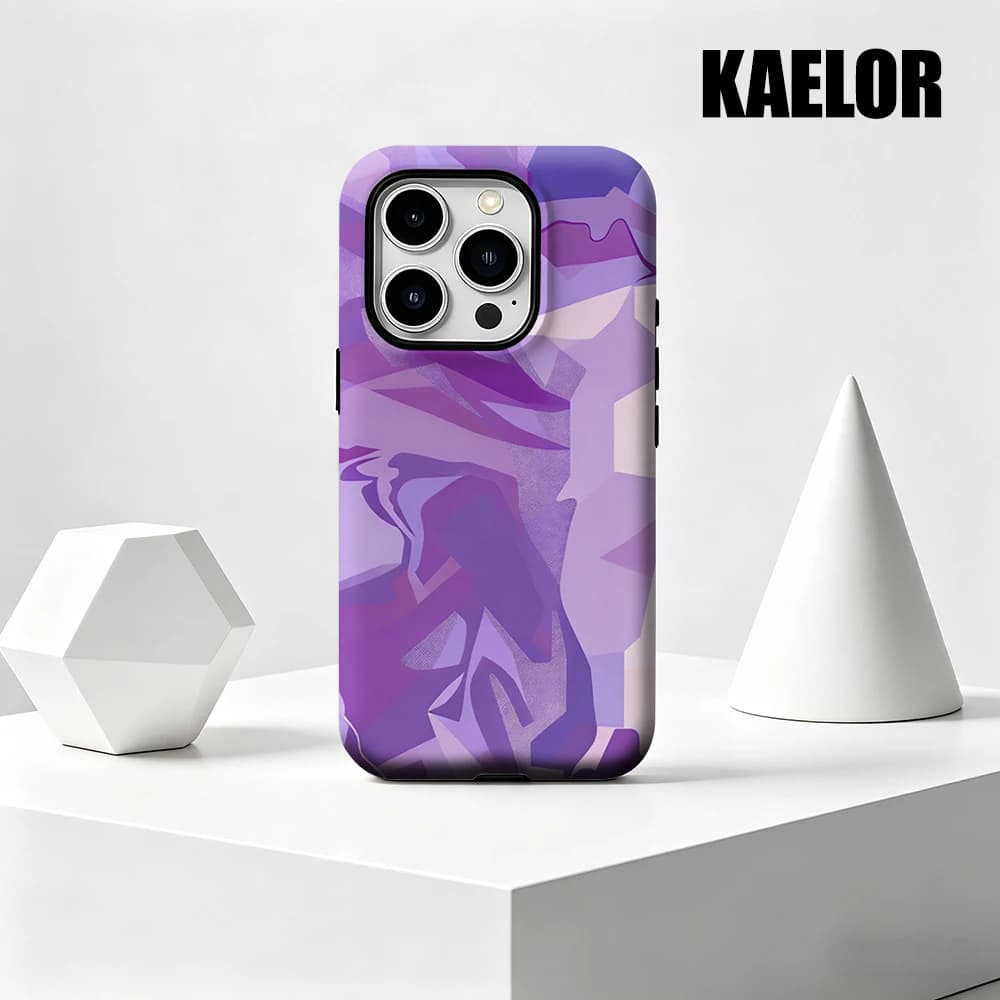 Custodia Kaelor opaca antiurto per MagSafe per iPhone 17 16 15 14 Plus Pro Max, in PC rigido, viola, con motivo geometrico astratto