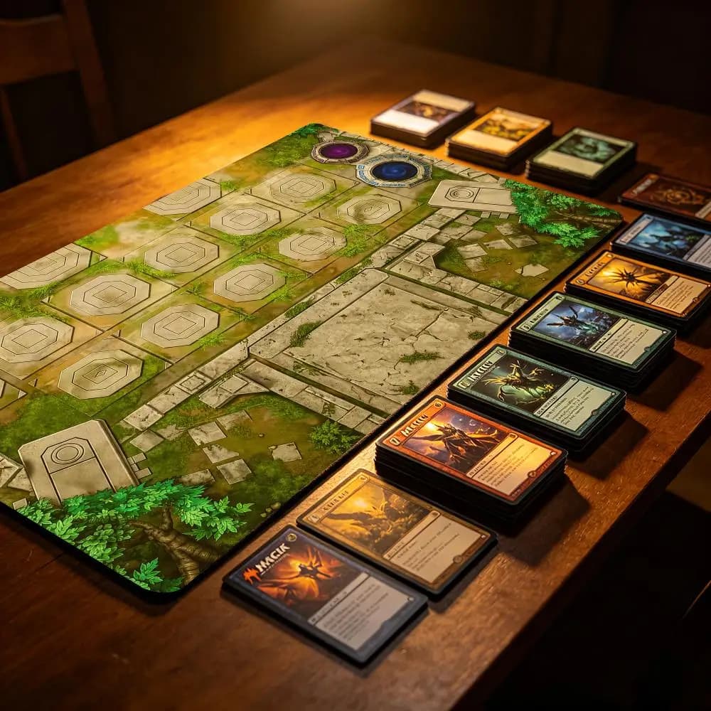 Tappetino per mouse con mappa del villaggio verde grande, tappetino da gioco per giochi MTG TCG, tappetino da scrivania antiscivolo, tappetini per mouse da gaming