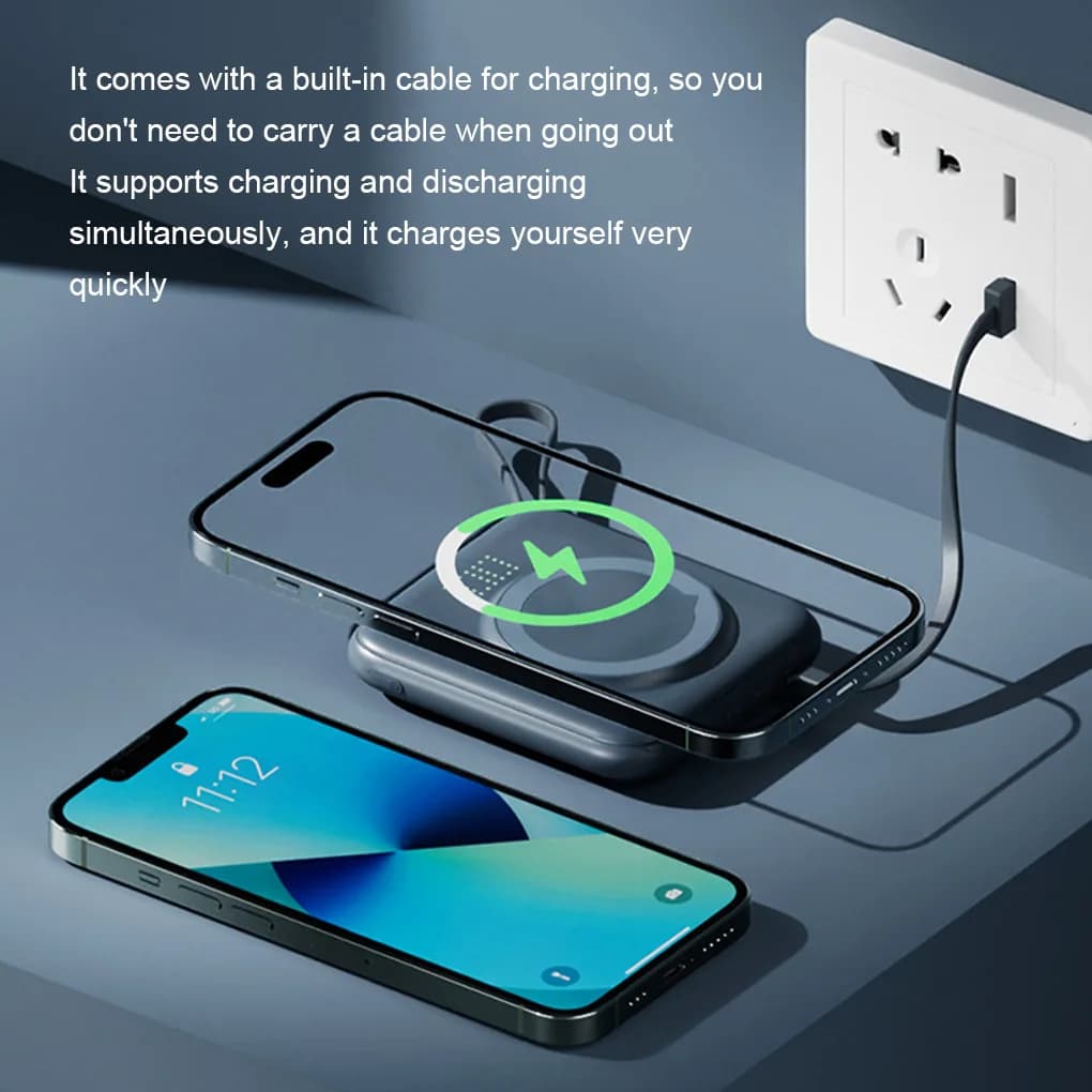 Power Bank a ricarica rapida con ricarica wireless magnetica per telefono Ingresso 22,5 W PD20W Display a LED a ricarica rapida