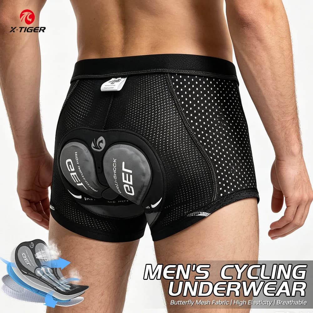 X-Tiger Cycling Underwear Pro 5D Gel Pad Shockproof Cycling Underpant Upgrade Padded Mountain Bicycle Shorts Bike Underwear