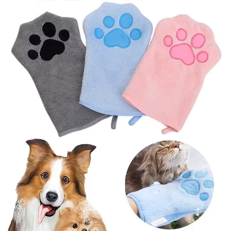 Nuovo Guanto per Toelettatura Animali, Asciugatura Rapida, Asciugamano per Zampe di Cani in Microfibra a Doppio Lato, Guanto per Toelettatura Cani di Taglia Media e Piccola