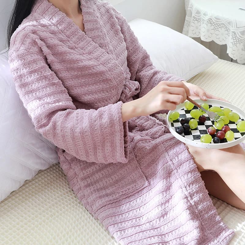 Bathrobe Kimono in Japanese style Nightwear Women's Soft in pure cotton Bathrobe in sponge Large nightdress Lingerie Coached casual clothing for the house