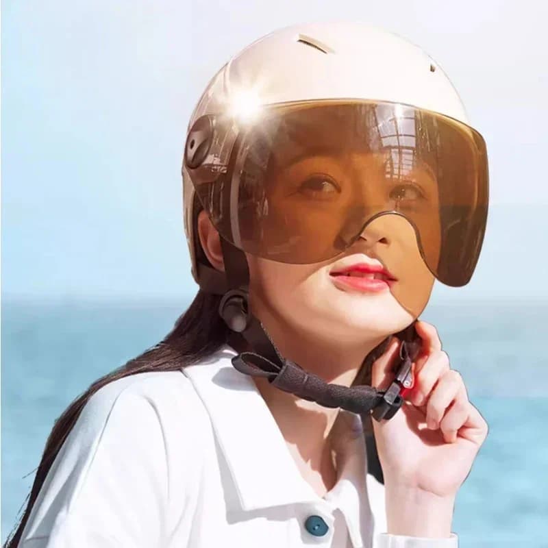 Motorcyclist helmet 2025 Unisex electric bike helmet for all seasons Half cover with 3C certification and HD visor for summer driving