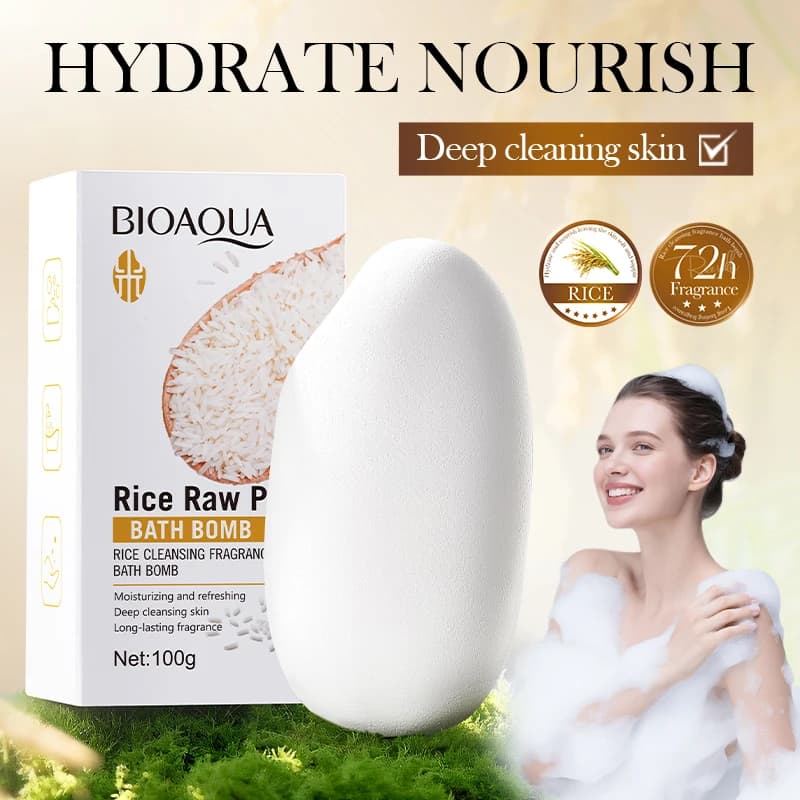Confezione da 2 Palline di Sale da Bagno Profumate con Purè di Riso per Pulizia Profonda, Idratazione e Nutrimento Acido Limonico per Pulizia Profonda, Rimuove lo Sporco, Fragranza a Lunga Durata, Bisabololo per Penetrazione Profonda e Idratazione della Pelle