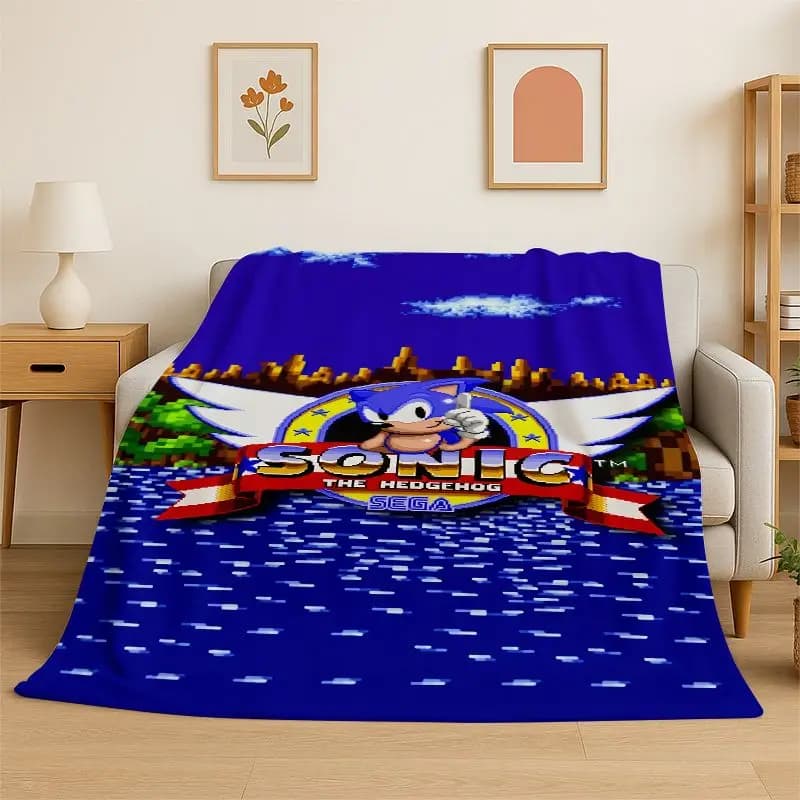 Classic Game S-Sonic Cartoon Soft Flannel Throw Blanket,Cozy Blanket for Bed,Couch,Sofa,Bedroom,Living Room,Travel,Picnic kids