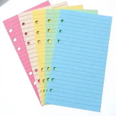 50 Pages A6 Colorful Loose Leaf Paper Sheets 6-Hole Ruled Notebook Refills Planner Inserts Note Book Fillers Loose Leaf Paper