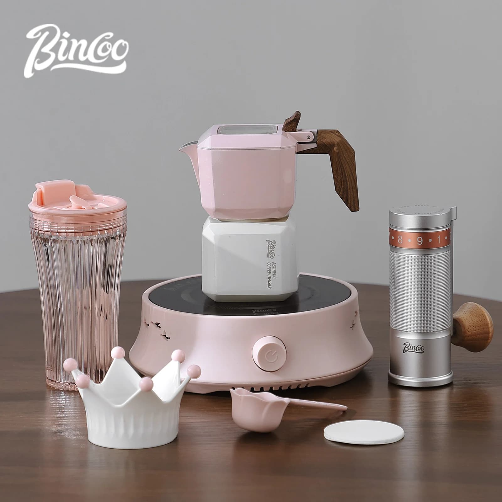 BINCOO Doppia Valvola Moka Caffettiera Quadrata Caffettiera Espresso Coffee Extraction Maker Set Stufa Elettrica 220v Casa Italiana Barista