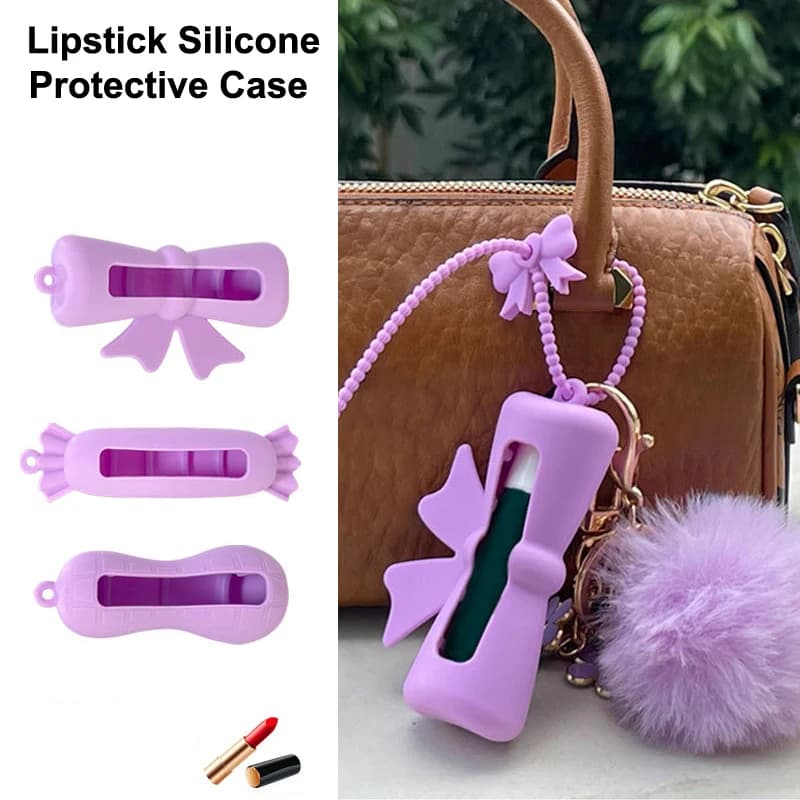 Z. Silicone keychain shaped like caramel or peanut, lipstick case, light lip balm holder