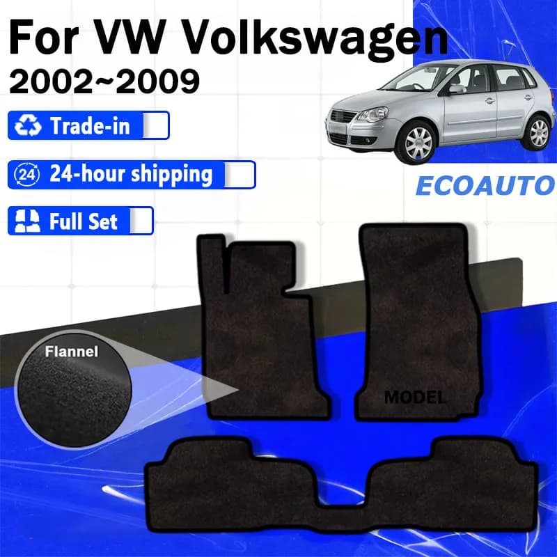 ECOAUTO flannel mats for VW Volkswagen Polo Vivo Mk4 9N 6Q 9N3 2002~2009, car mats, mats, floor covers