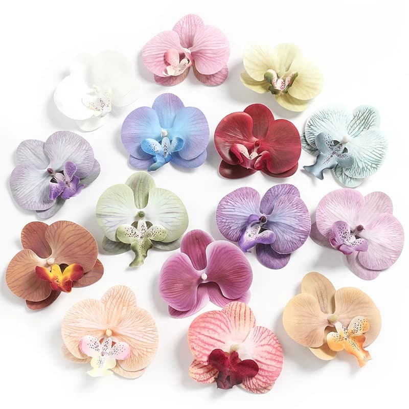 6 Pezzi di Fiori Artificiali a Forma di Orchidea Farfalla da 9cm, Decorazioni per Casa, Matrimoni, Accessori per Spose, Decorazioni Fai-da-Te per Scatole di Caramelle