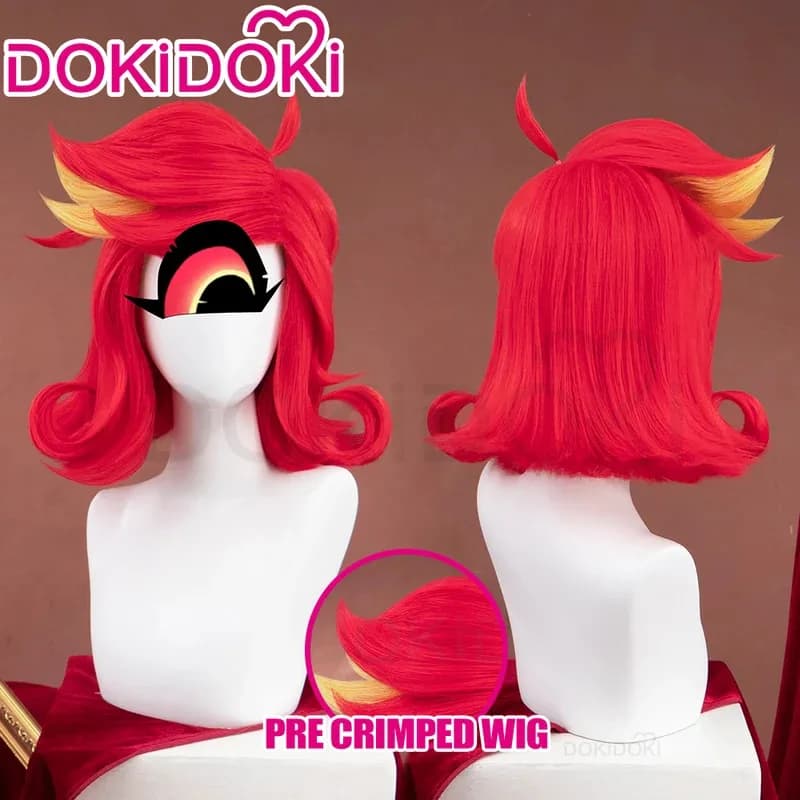 IN MAGAZZINO Niffty Parrucca Anime Cosplay DokiDoki Donne 35 centimetri Rosso Giallo Capelli Niff Maid Niffty Cosplay Evidenziare Tintura Tappo Dei Capelli