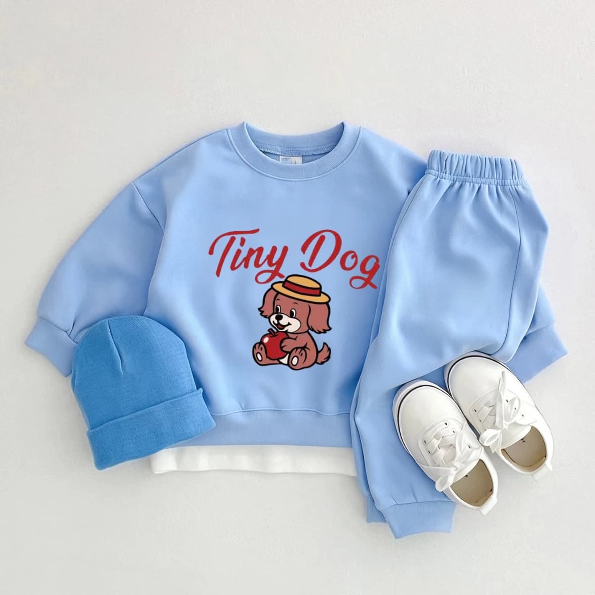 Felpa per bambini alla moda dei cartoni animati Set Primavera Autunno Abbigliamento per bambini Tuta a maniche lunghe Girocollo Felpa con cappuccio + Pantaloni Abiti casual