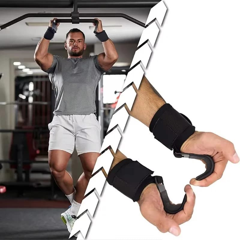1/2Pc Weight Lifting Hooks Pair Wrist Straps for Heavy Duty Wrist Support for Brackets Pull Up Gym Gloves for Men and Women