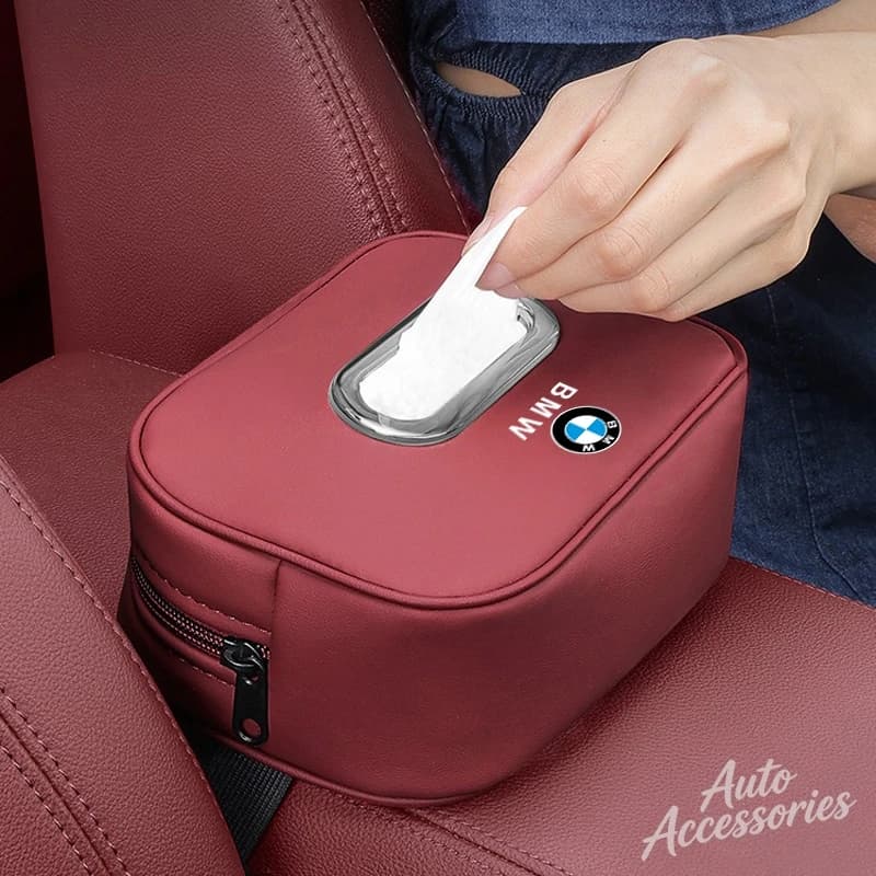 Leather Car Tissue Box Car Seat Back Tissue Paper Organizer Case For BMW E61 E70 E81 E87 E90 E91 X1 X5 X3 1 3 5 6 Series Sticker