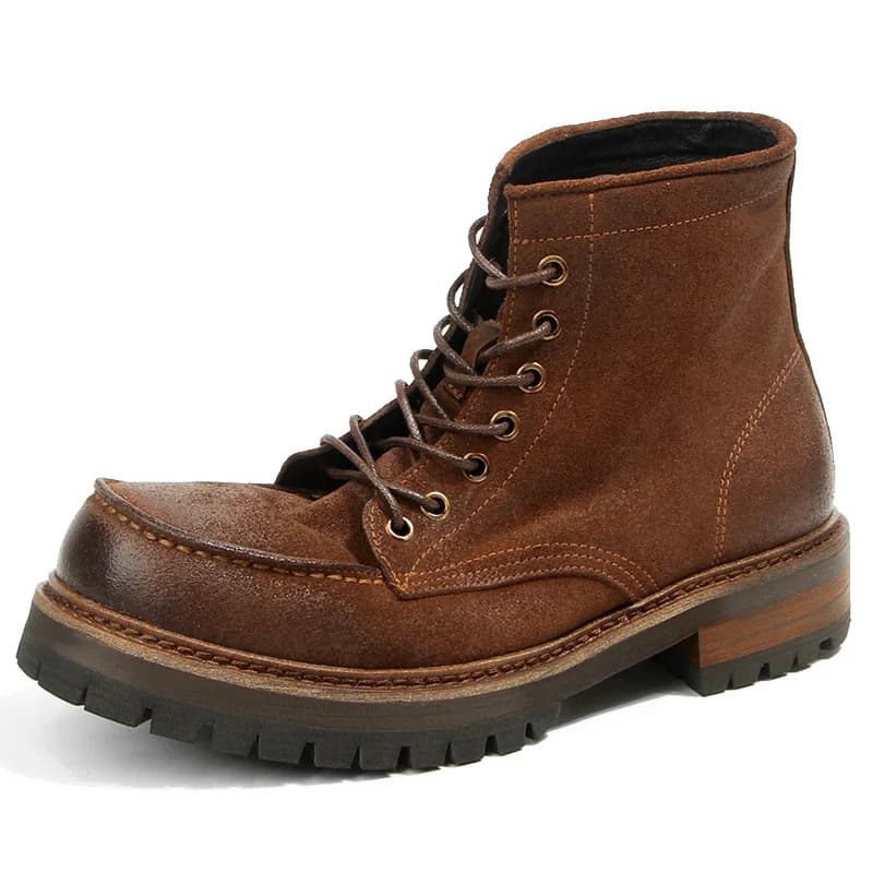 Nubuck Men Shoes Man Boots Genuine Leather High Calf Shoe For Men Comfortable Lace Up Designer Shoes Ankle Boots Male Shoe A275