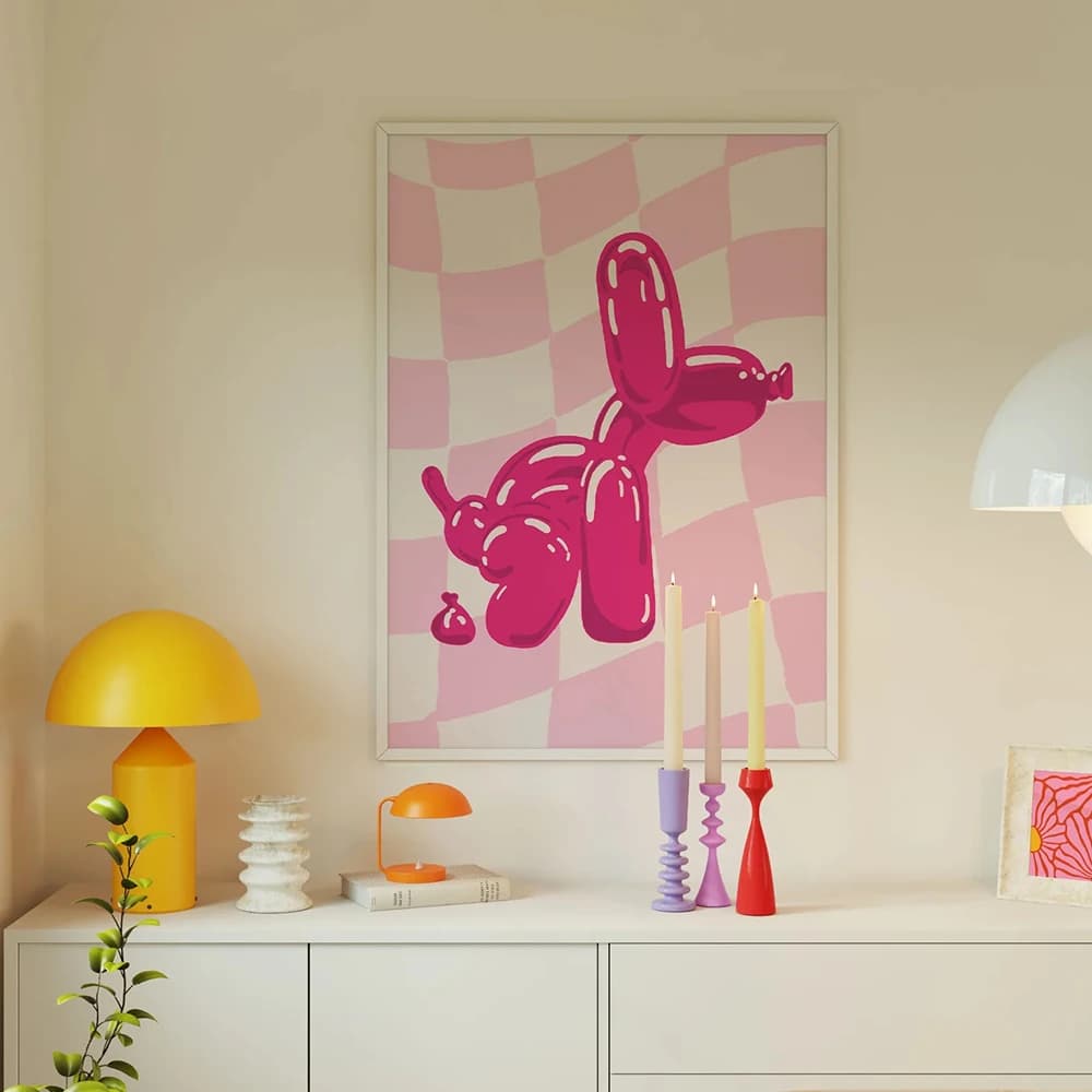 Modern Pink Balloon Dog Poster dormitorio Preppy eclettico Print Modern Maximalist Teenager Room Decor soggiorno camera da letto Home Decor