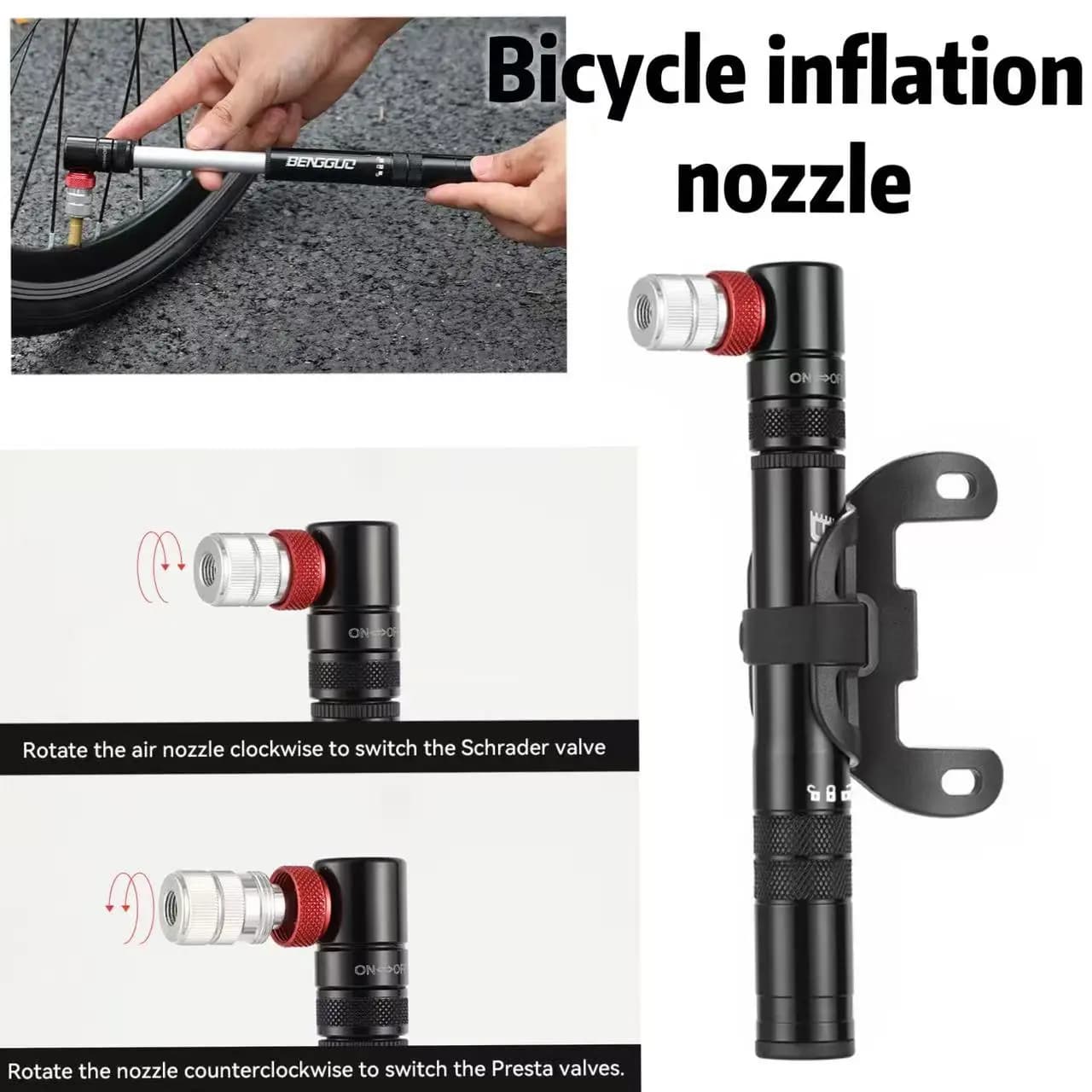 Mini pompa portatile per bicicletta, adatta sia per pompe multifunzione americane che francesi