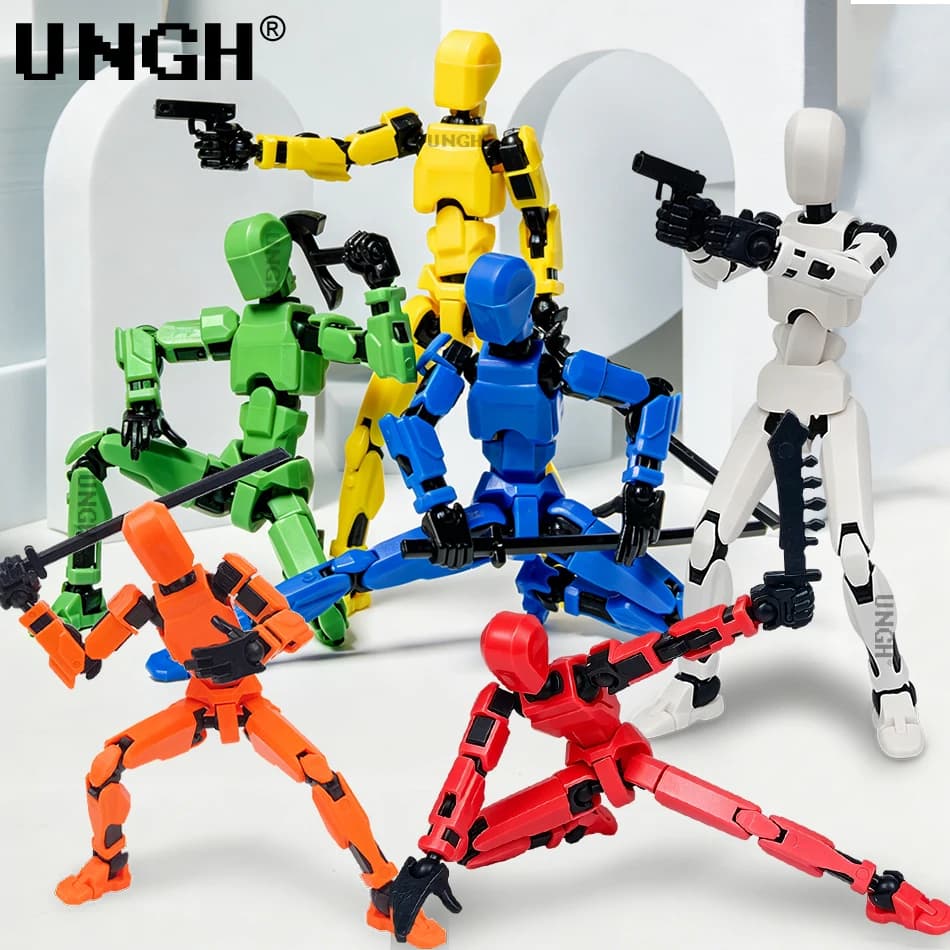 Set di 6 robot multi-articolati e mobili, giocattolo assemblabile, manichino stampato in 3D, puzzle 3D, 13 action figure a corpo intero.