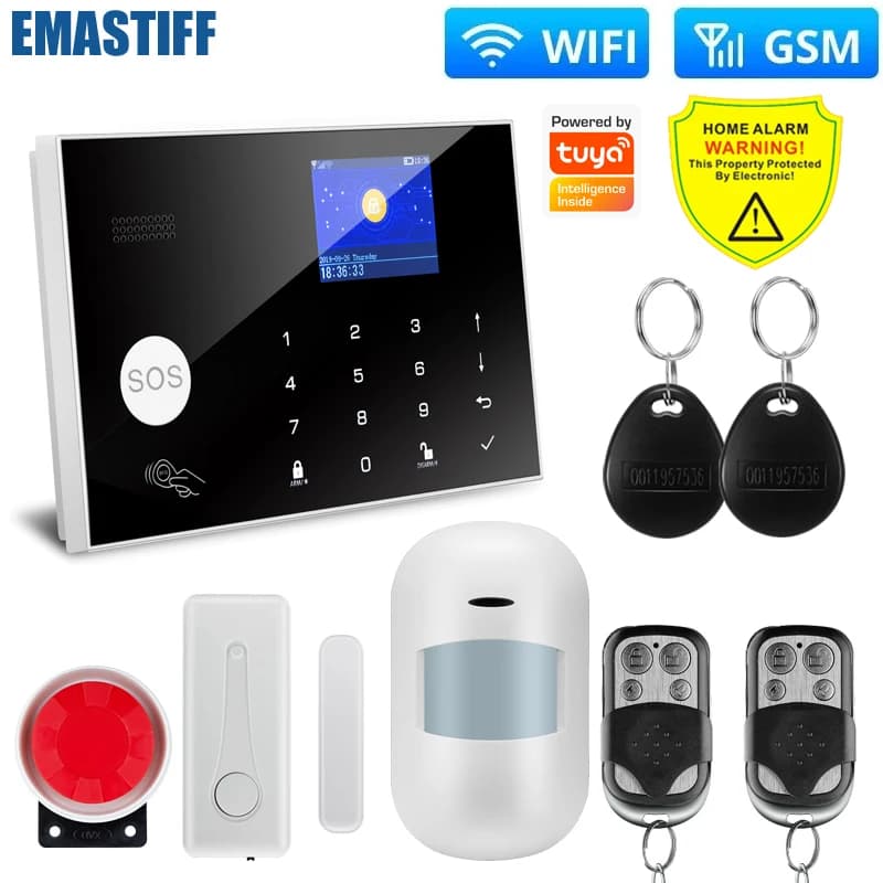 Smart Life Alarm System for Home WIFI GSM Security Alarm Host with 433mhz Door and Motion Sensor,Smoke/Fire Sensor